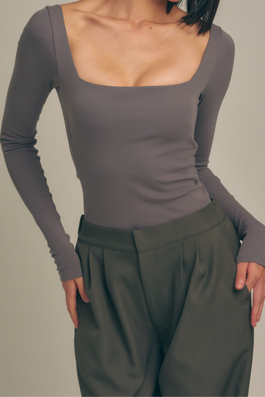 Dreamy×WABISABI long sleeve top / 薄墨(earth gray)