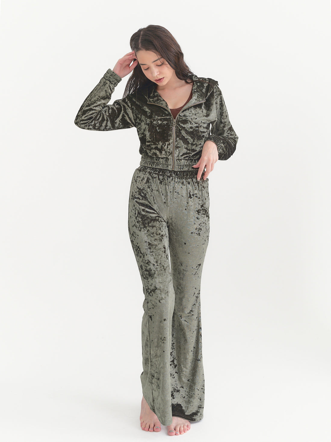 luxe velour stretch flare pants