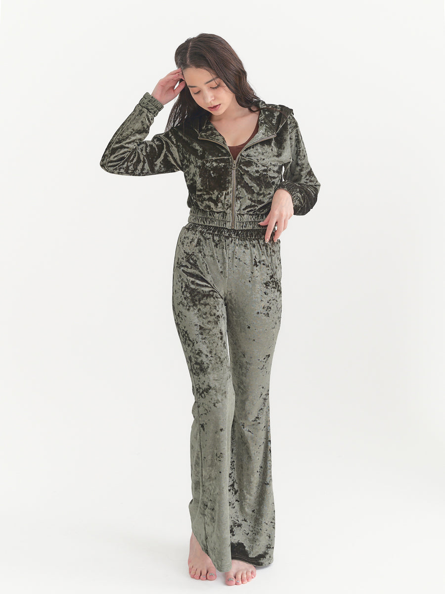 luxe velour stretch flare pants