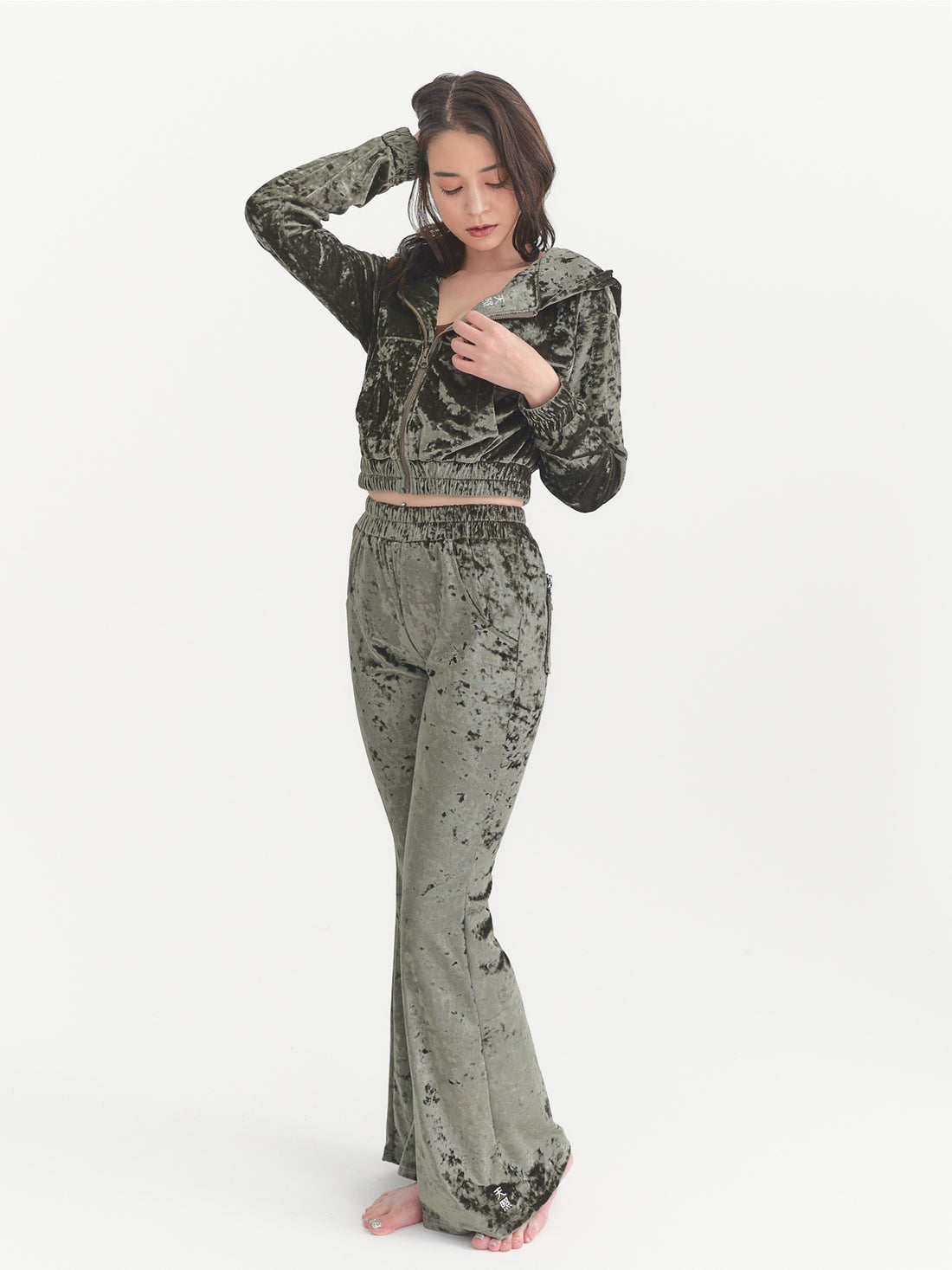 luxe velour stretch flare pants