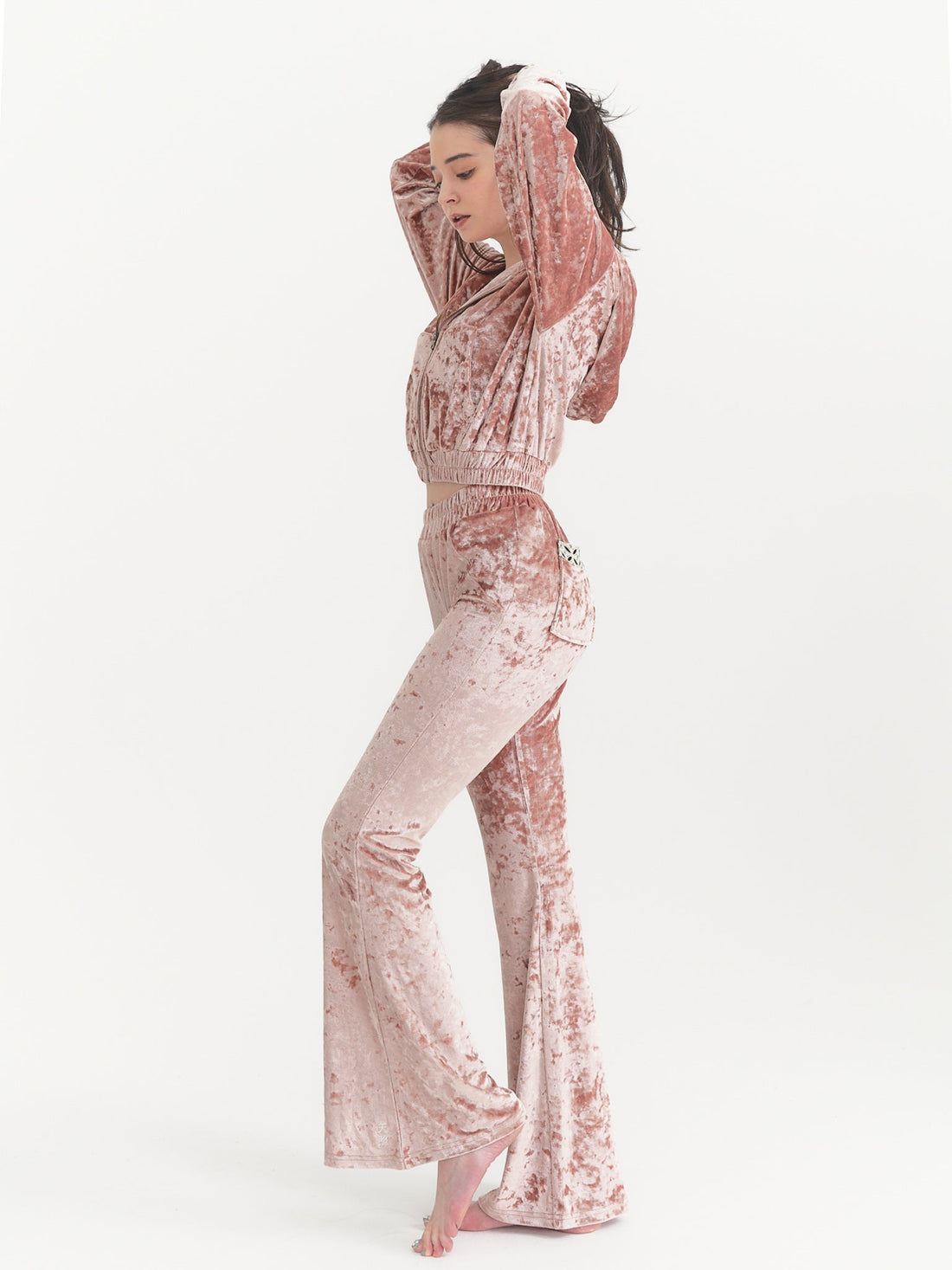 luxe velour stretch flare pants