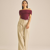 Elegant Draped Padded Top / 葡萄茶(burgundy)
