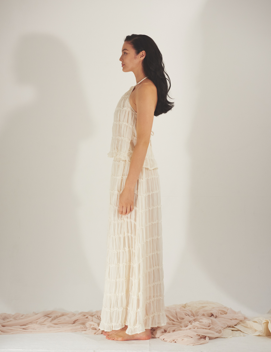 Ocean Breeze Elegant  Chiffon Skirt / 胡粉(off white)