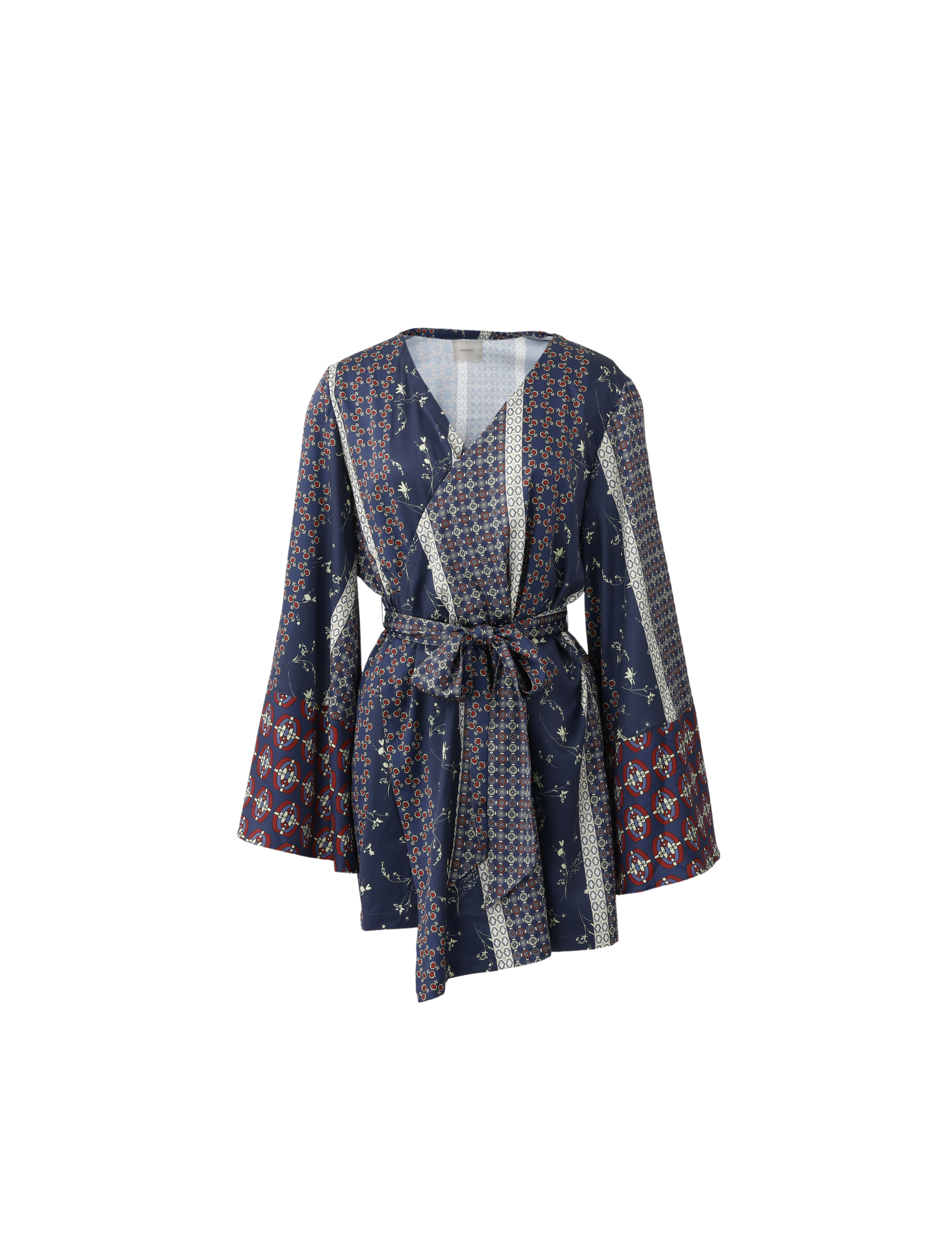 Oriental Silky Kimono Culotte Dress / Navy