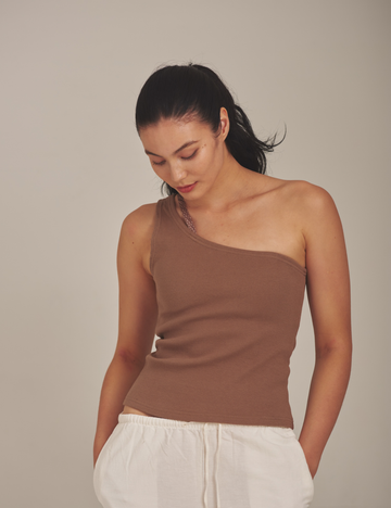 asanoha shoulder tank / brown