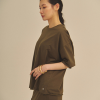 Relaxed Graceful Silhouette Tee / 松葉(khaki)