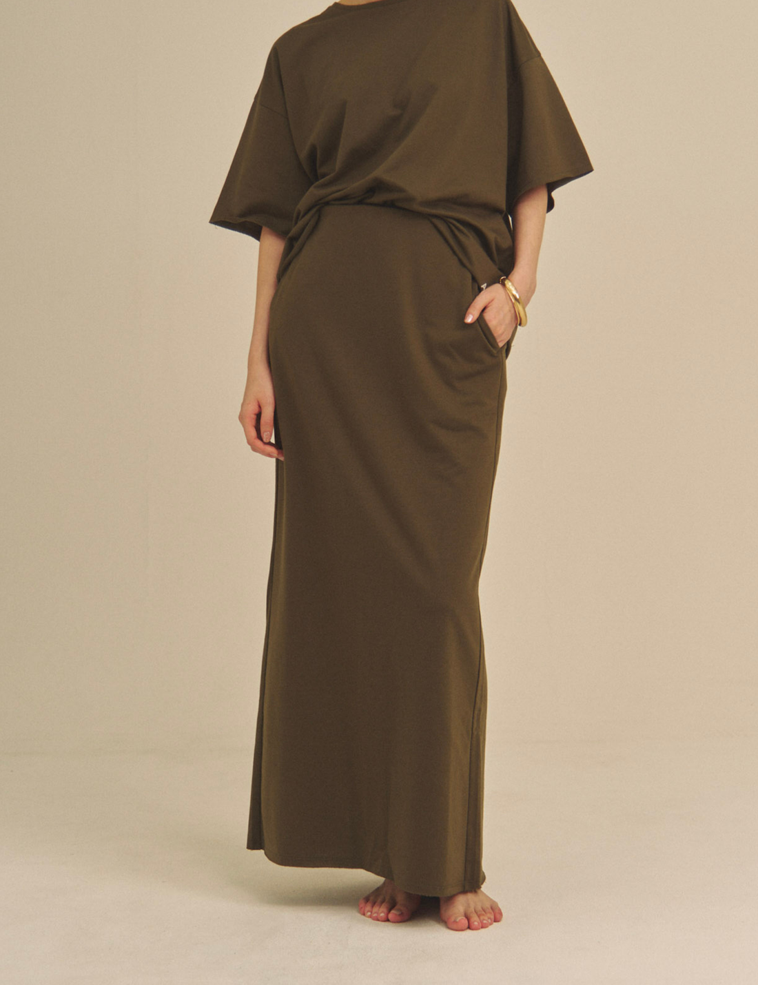 Gentle Line Lounge Skirt / 松葉(khaki)