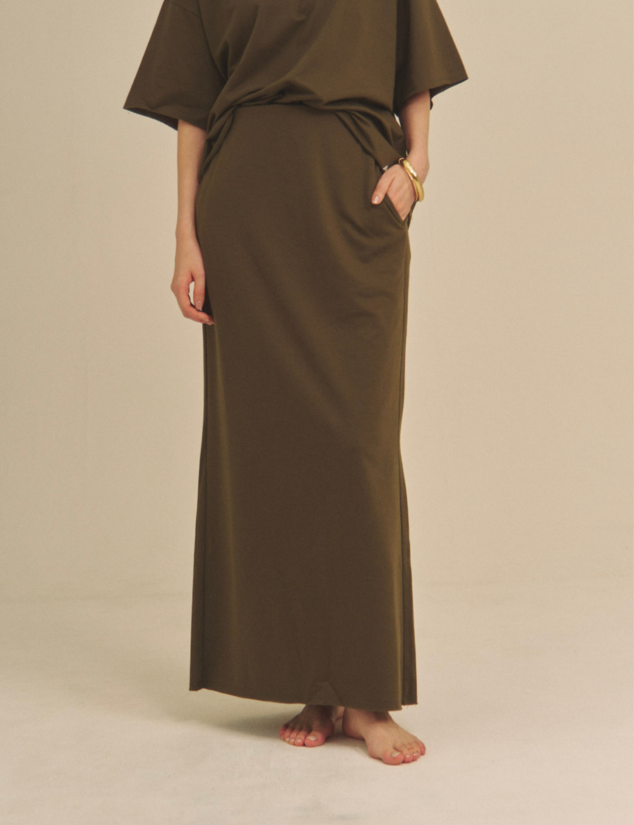 Gentle Line Lounge Skirt / 松葉(khaki)