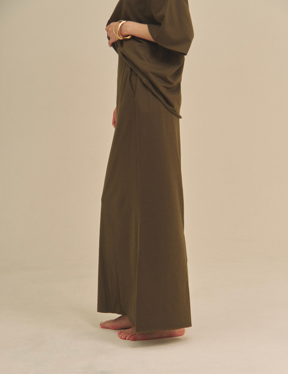 Gentle Line Lounge Skirt / 松葉(khaki)