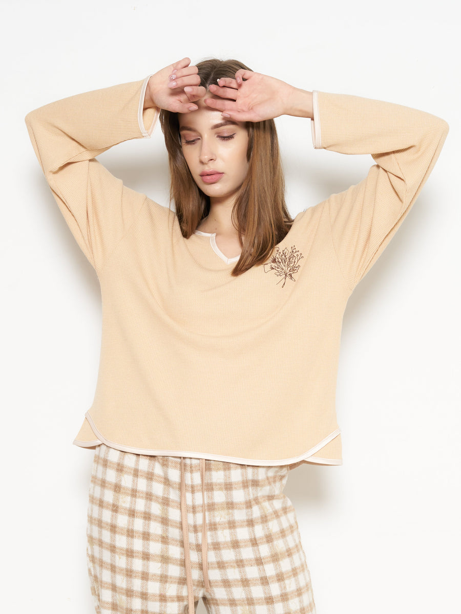 waffle sleeve top