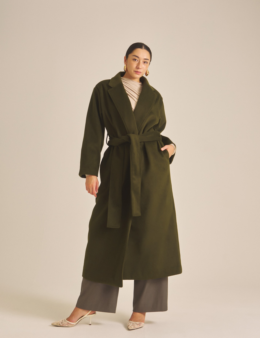 【11月中旬発送】Elegant Kimono Long Coat / 抹茶色(matcha)