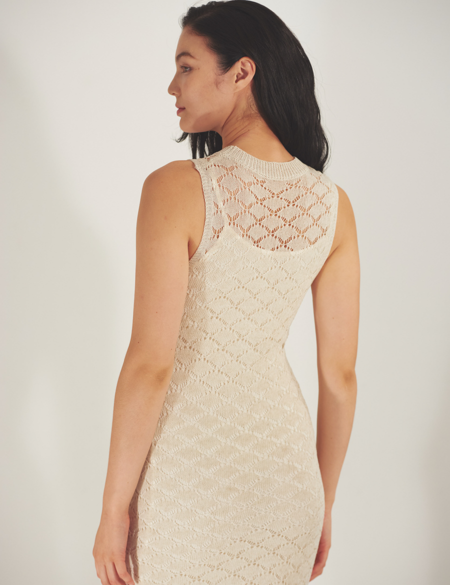 Ocean Breeze Elegant Knit Dress / 胡粉(off white)