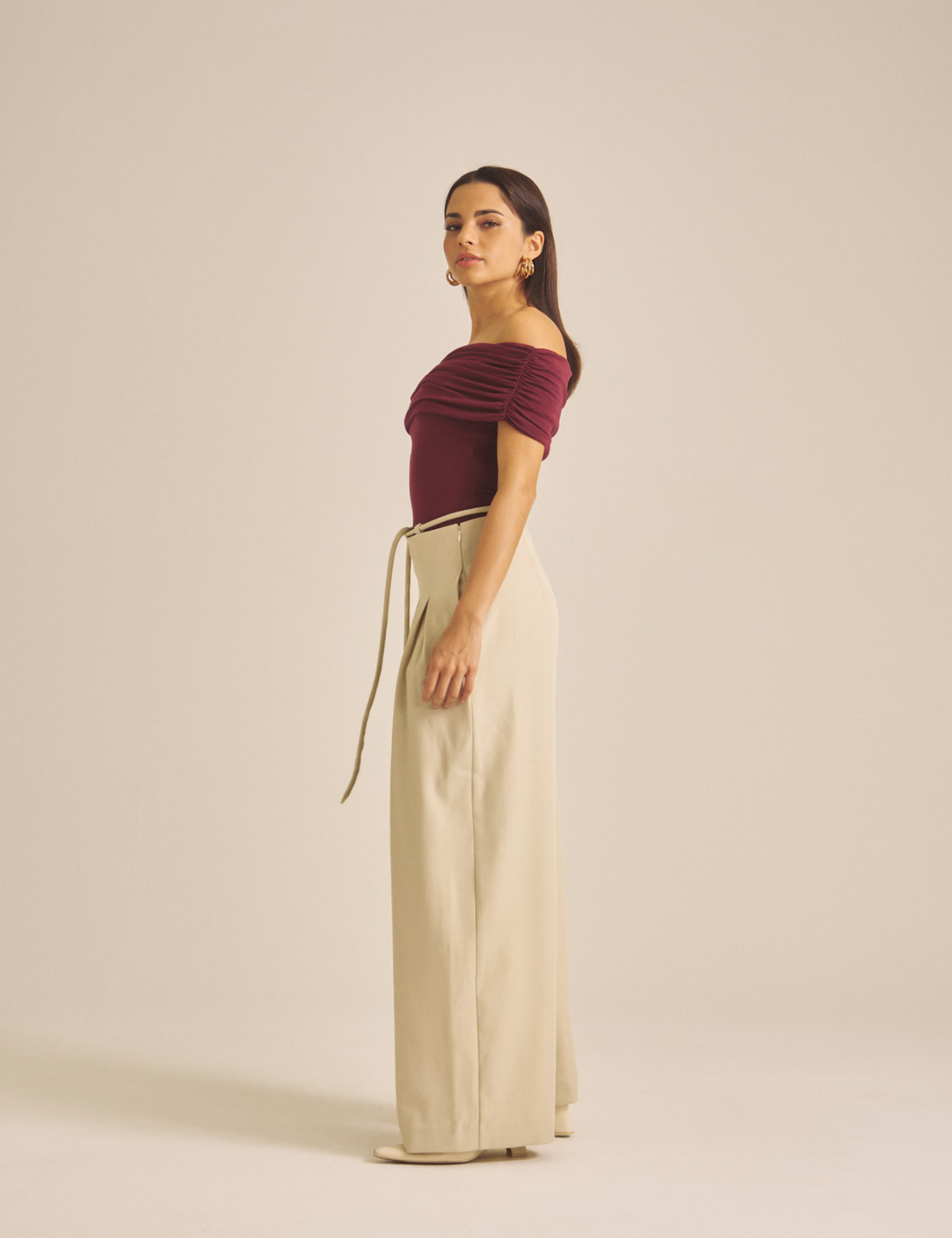 Elegant Draped Padded Top / 葡萄茶(burgundy)