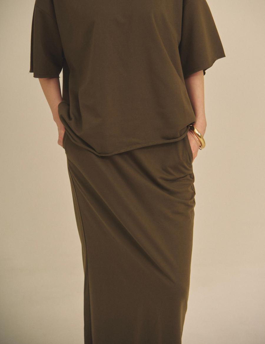 Gentle Line Lounge Skirt / 松葉(khaki)