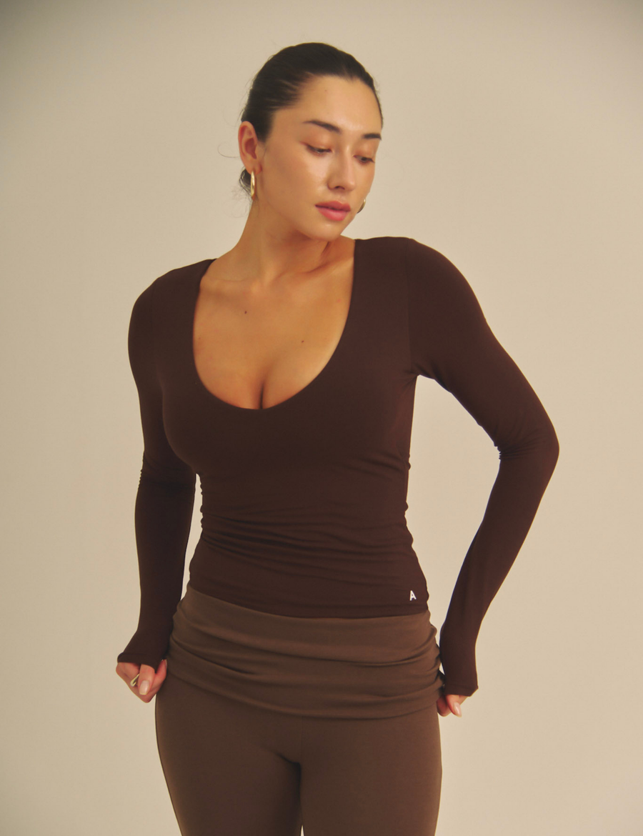 Aurafit V-Line Padded Longsleeve / 焦茶(dark brown)