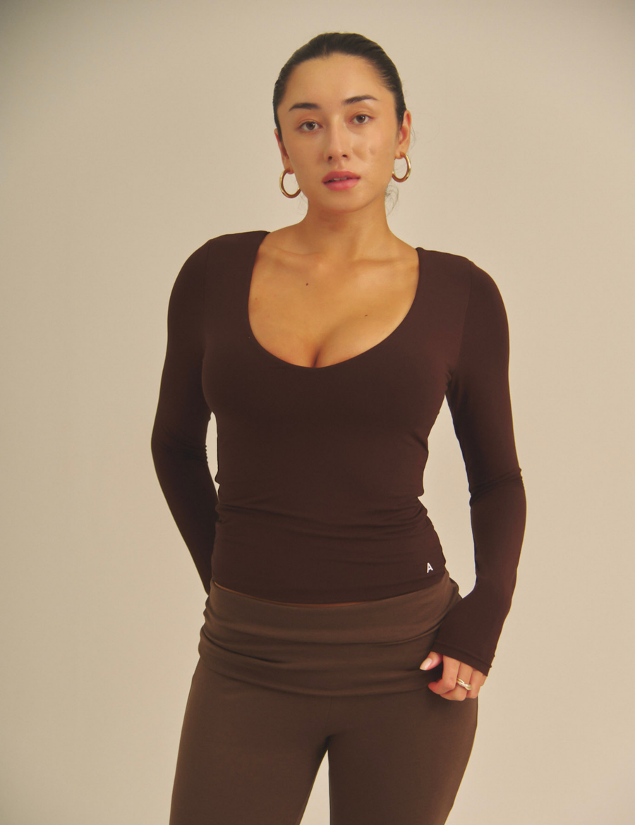 Aurafit V-Line Padded Longsleeve / 焦茶(dark brown)