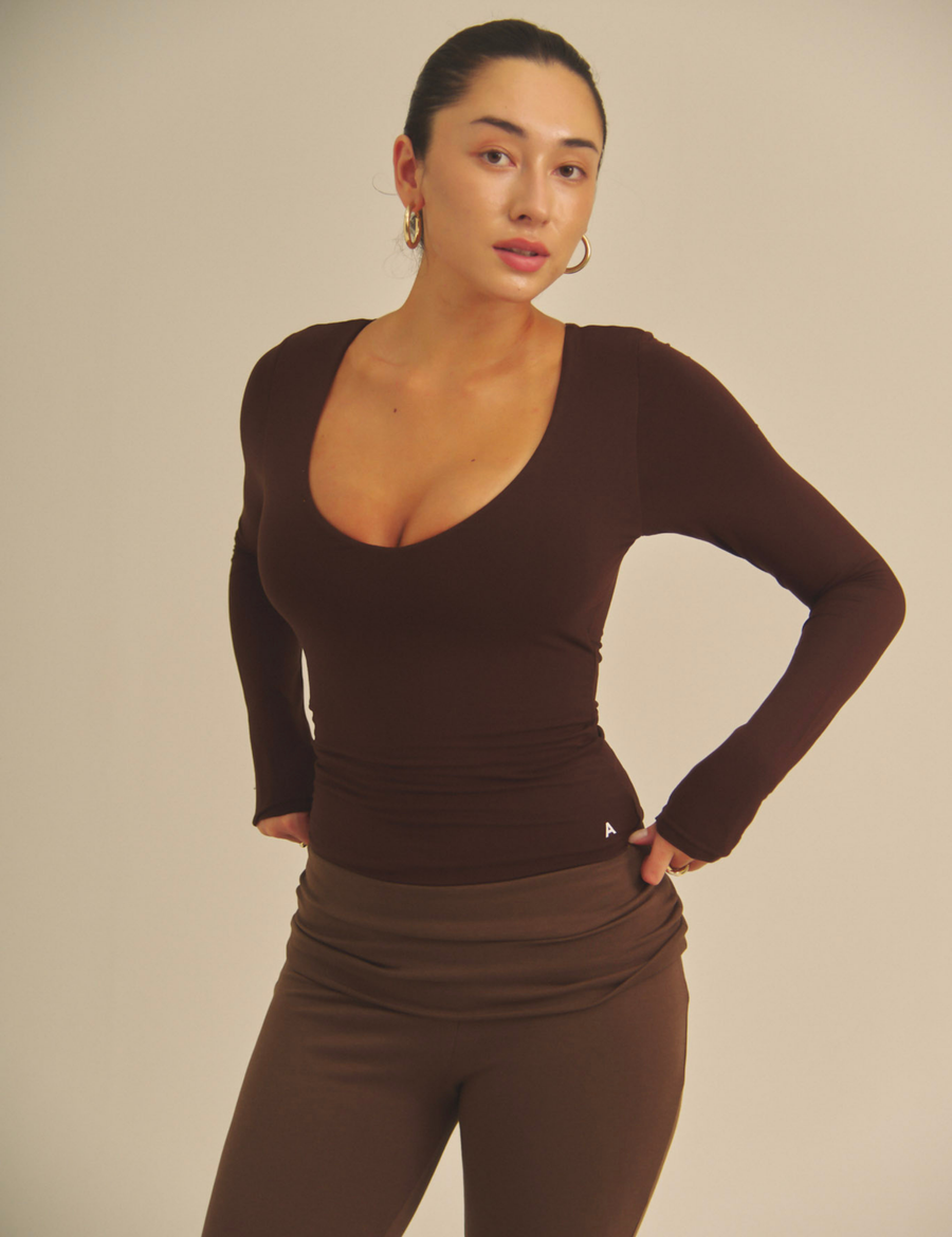Aurafit V-Line Padded Longsleeve / 焦茶(dark brown)
