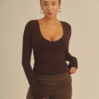Aurafit V-Line Padded Longsleeve / 焦茶(dark brown)