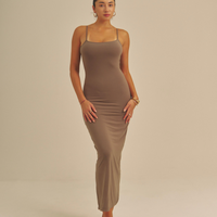 【9/27より発送】Aura Fit Padded Maxi Camisole Dress / 紫鼠(charcoal)