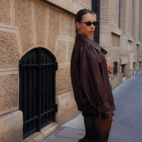 【10月中旬発送】Vegan leather city jacket / 葡萄茶(burgundy)