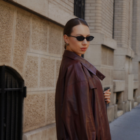 【10月中旬発送】Vegan leather city jacket / 葡萄茶(burgundy)