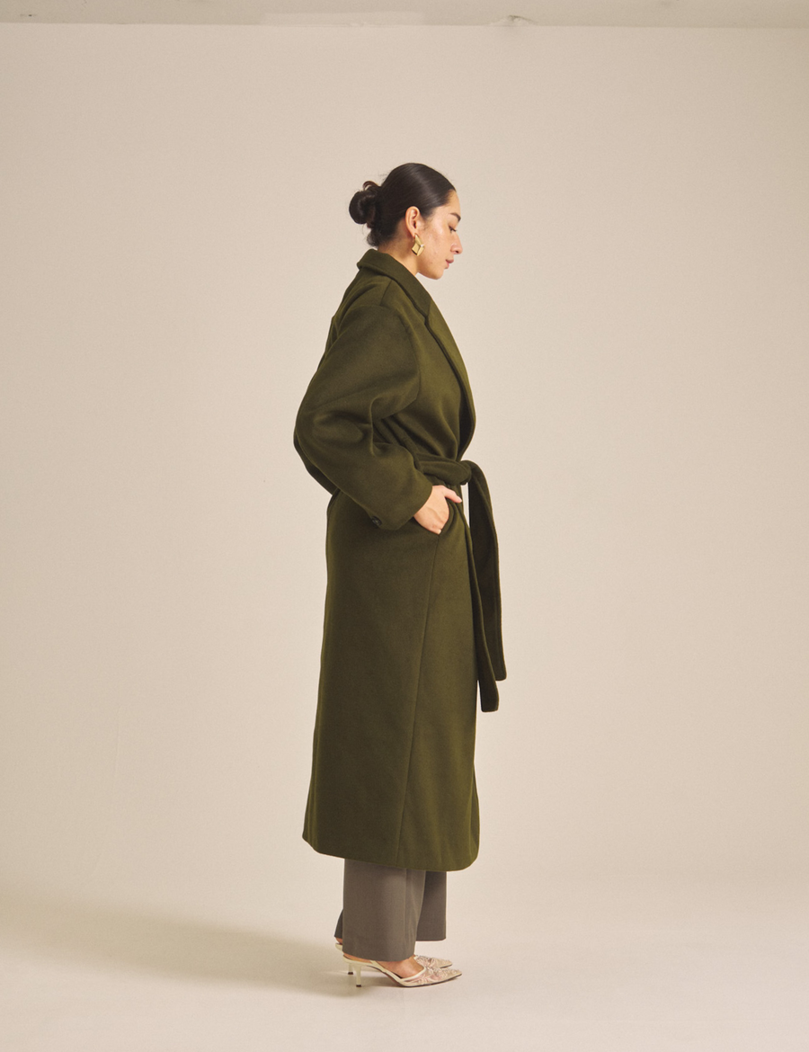 【11月中旬発送】Elegant Kimono Long Coat / 抹茶色(matcha)