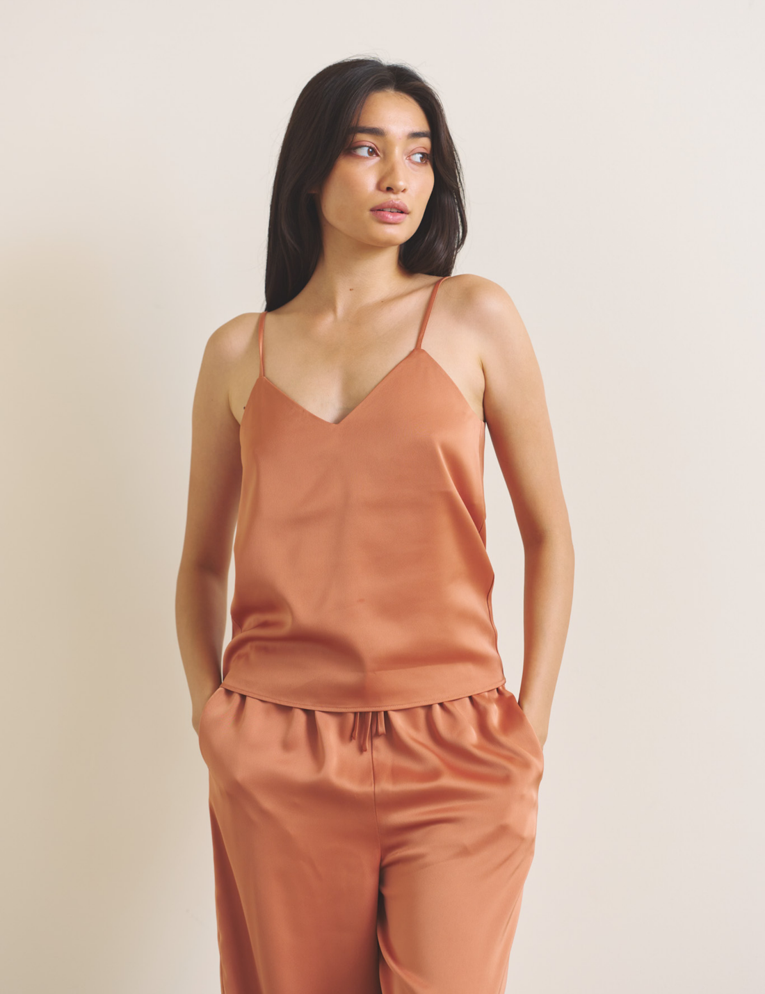 Soft Terra Satin Camisole / 琥珀(orange)