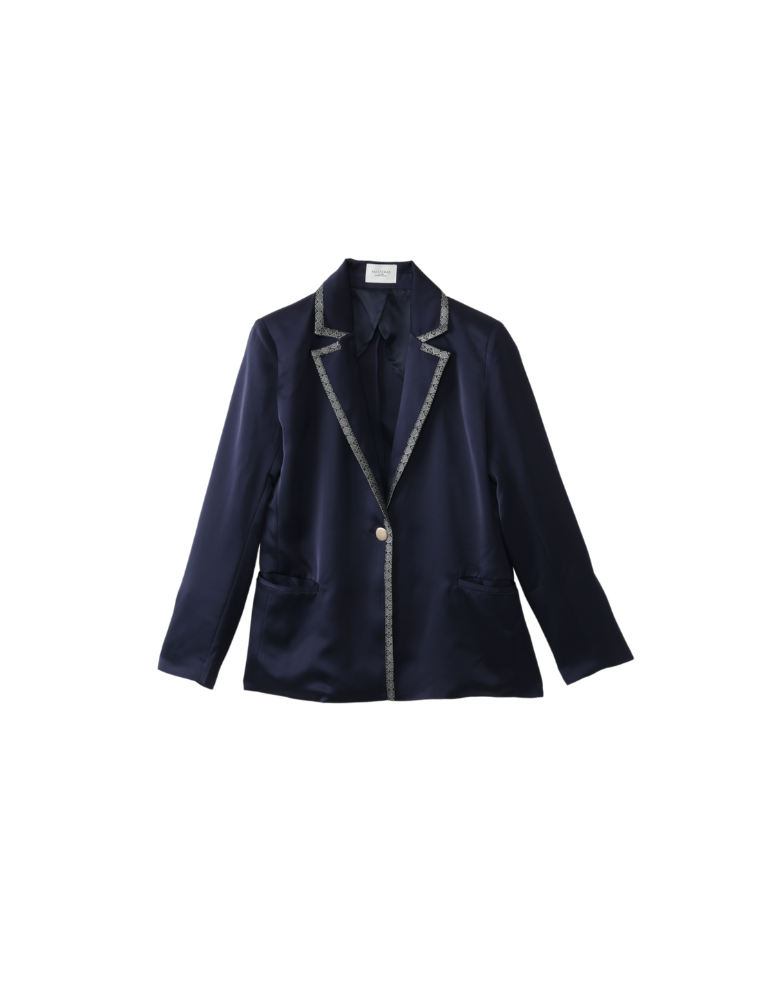 wagara tailored satin suit jacket / navy