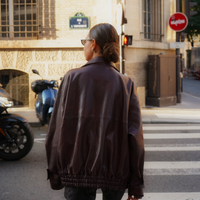 【10月中旬発送】Vegan leather city jacket / 葡萄茶(burgundy)