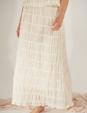 Ocean Breeze Elegant  Chiffon Skirt / 胡粉(off white)