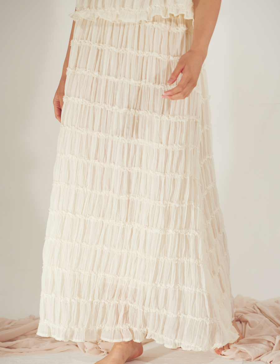 Ocean Breeze Elegant  Chiffon Skirt / 胡粉(off white)