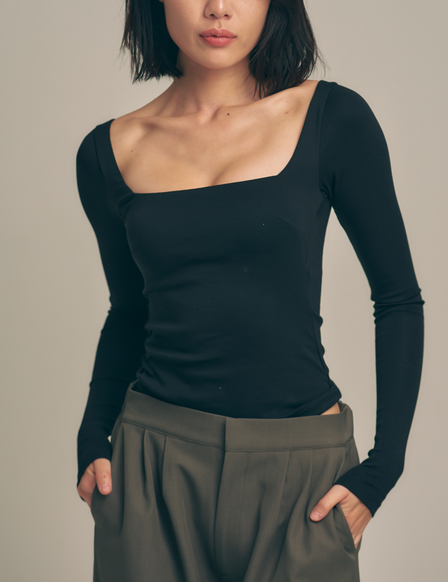 Dreamy×WABISABI long sleeve top / 墨(black)