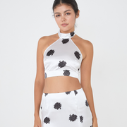 Serene Satin Halter Neck Top / Gofun(White)