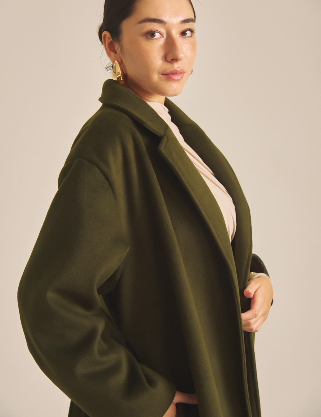 【11月中旬発送】Elegant Kimono Long Coat / 抹茶色(matcha)