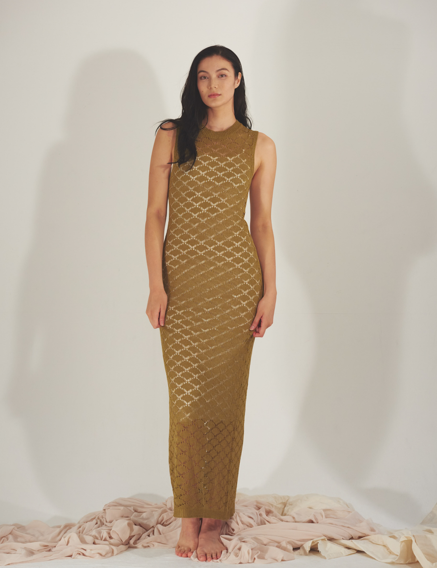 Ocean Breeze Elegant Knit Dress / 抹茶(matcha)