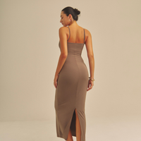 【9/27より発送】Aura Fit Padded Maxi Camisole Dress / 紫鼠(charcoal)