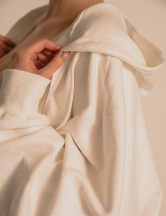 Reversible Luxe Hoodie / 胡粉(off white)