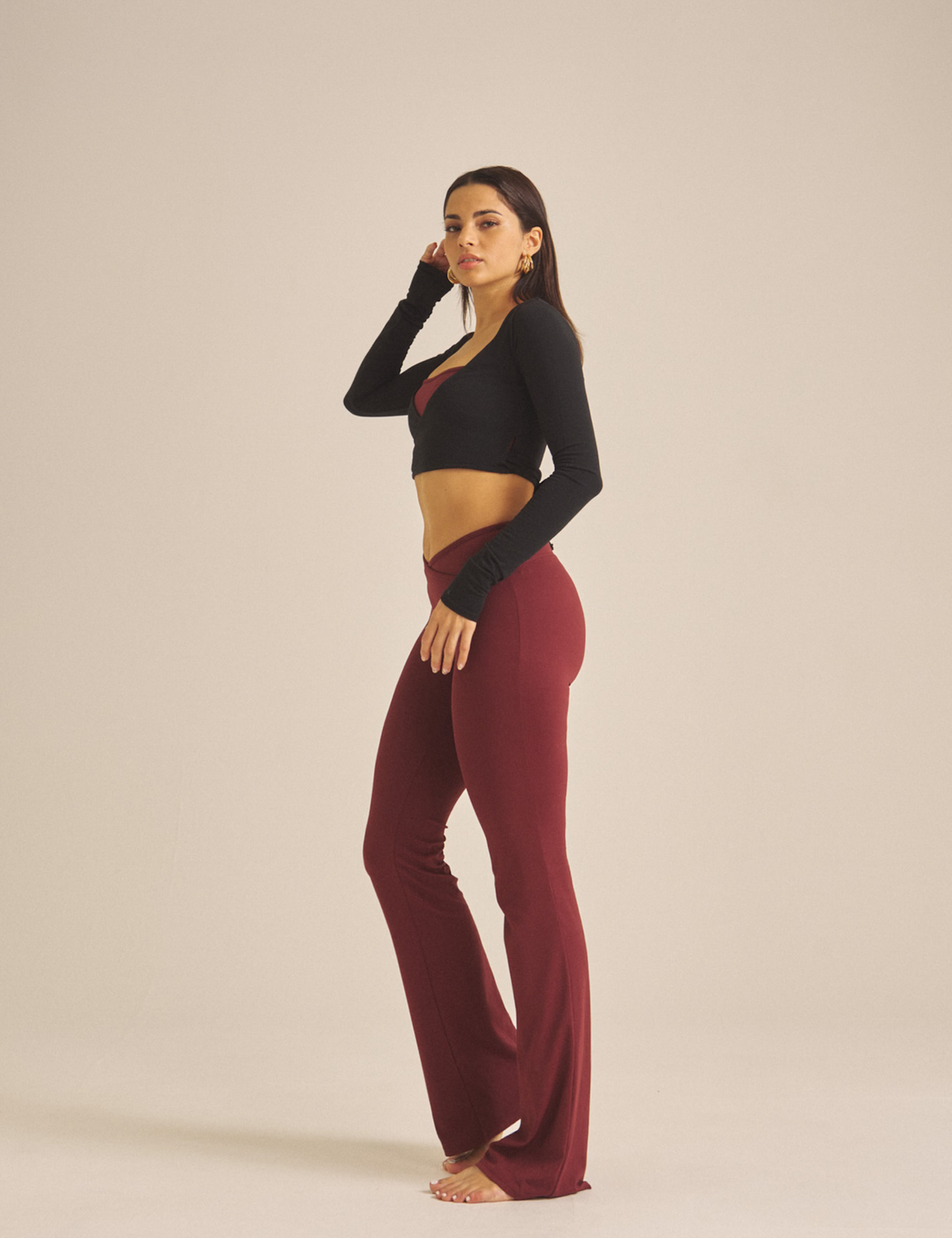 Maple Curve Flare Leggings / 葡萄茶(burgundy)