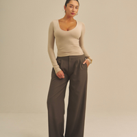 Aurafit V-Line Padded Longsleeve / 亜麻色(greige)