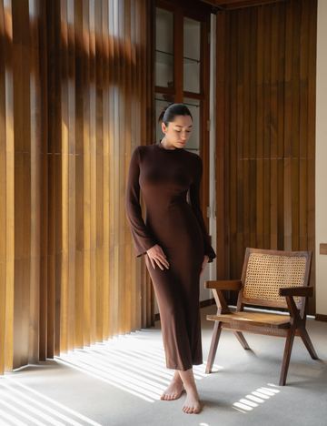 AuraFit Padded Maxi Dress / 枯茶(brown)