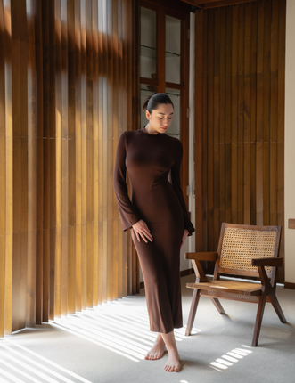 AuraFit Padded Maxi Dress / 枯茶(brown)