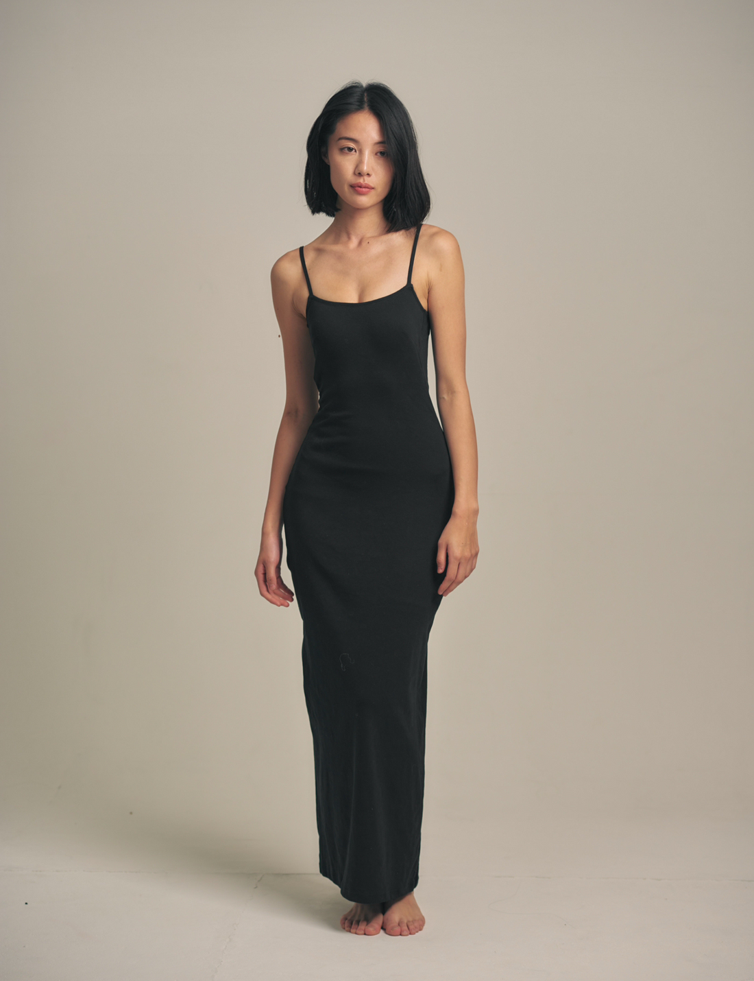 Dreamy×WABISABI style up camisole dress / 墨(black)