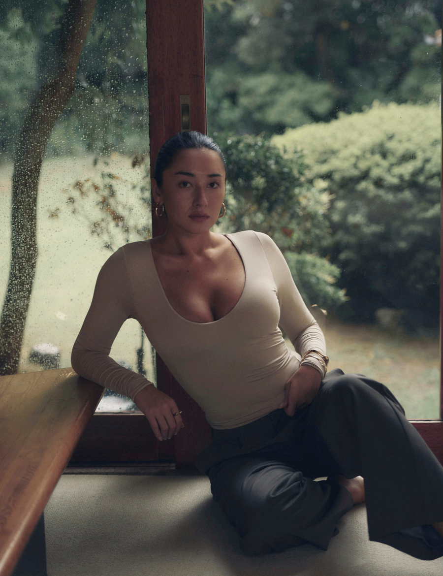 Aurafit V-Line Padded Longsleeve / 亜麻色(greige)