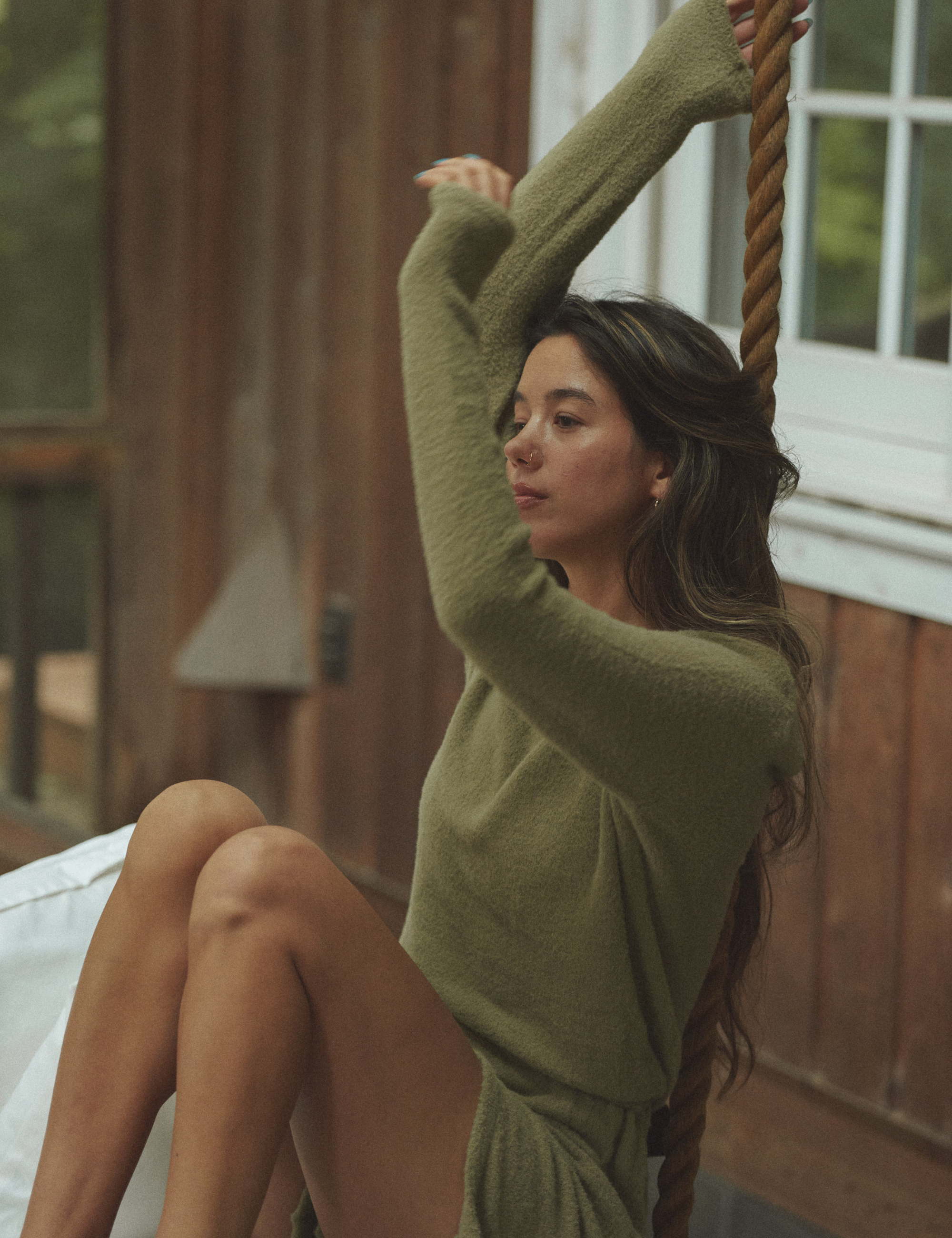 Sunlit Winery Fluffy Knit Rompers / 抹茶(matcha)