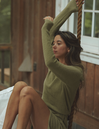 Sunlit Winery Fluffy Knit Rompers / 抹茶(matcha)