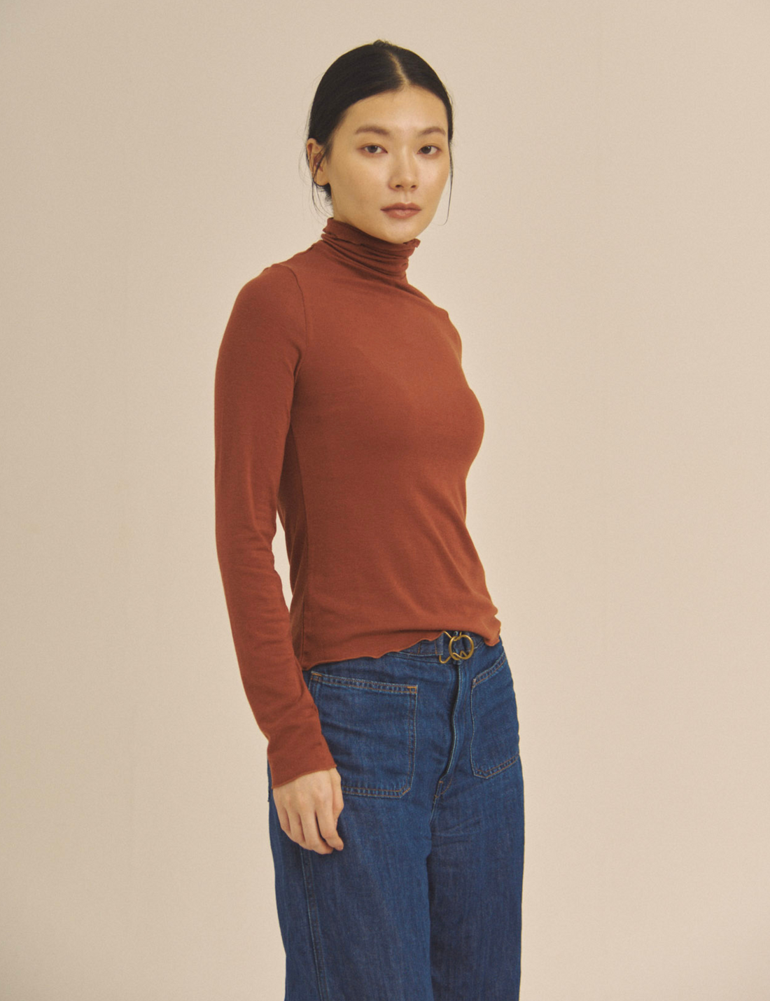 Sheer Grace Turtleneck / 赤丹 (Teracotta)