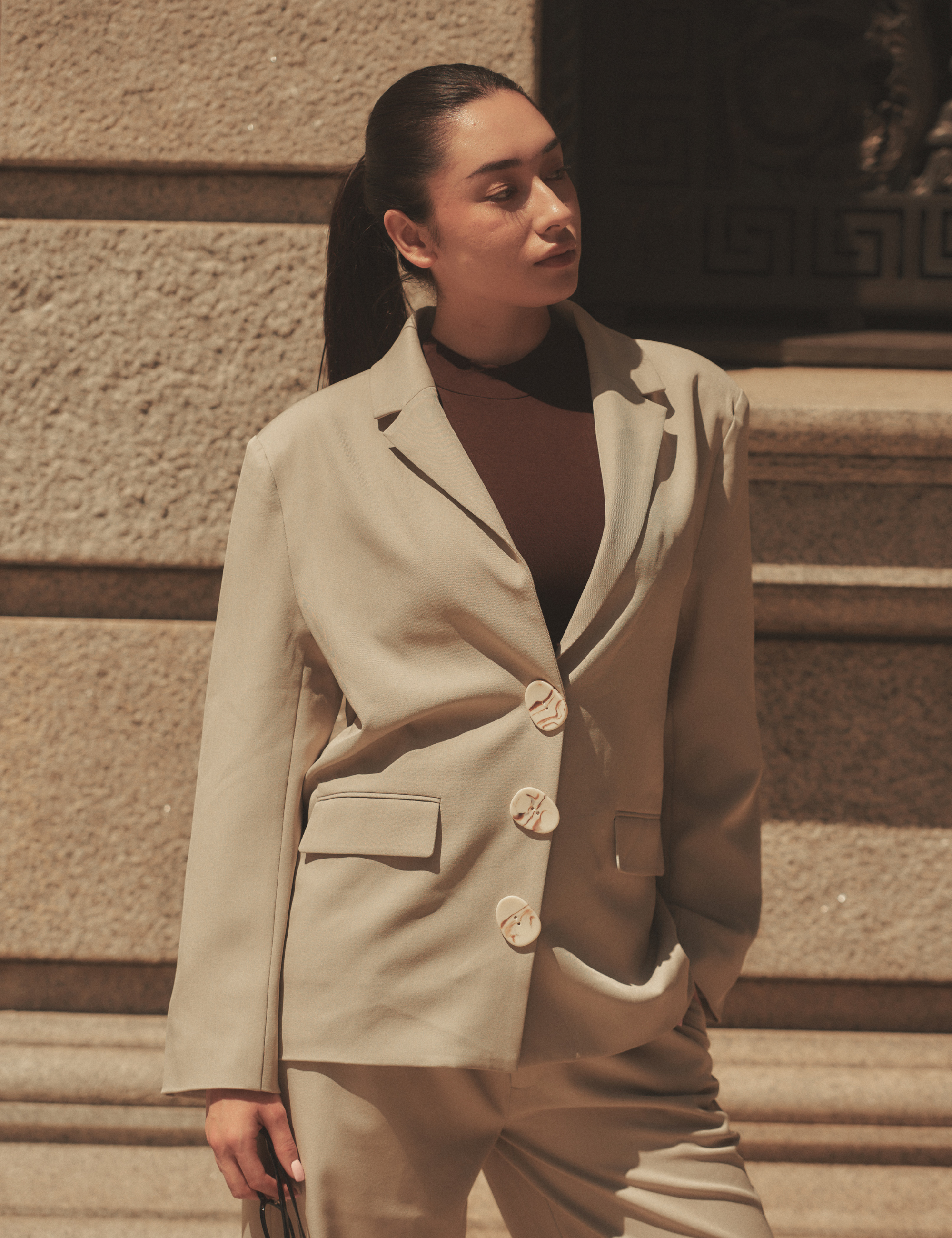 Urban Frame Stone Blazer / 亜麻(sand beige)