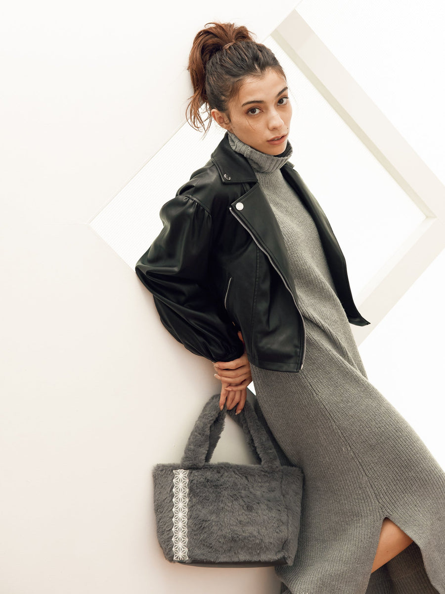 casual fuzzy tote