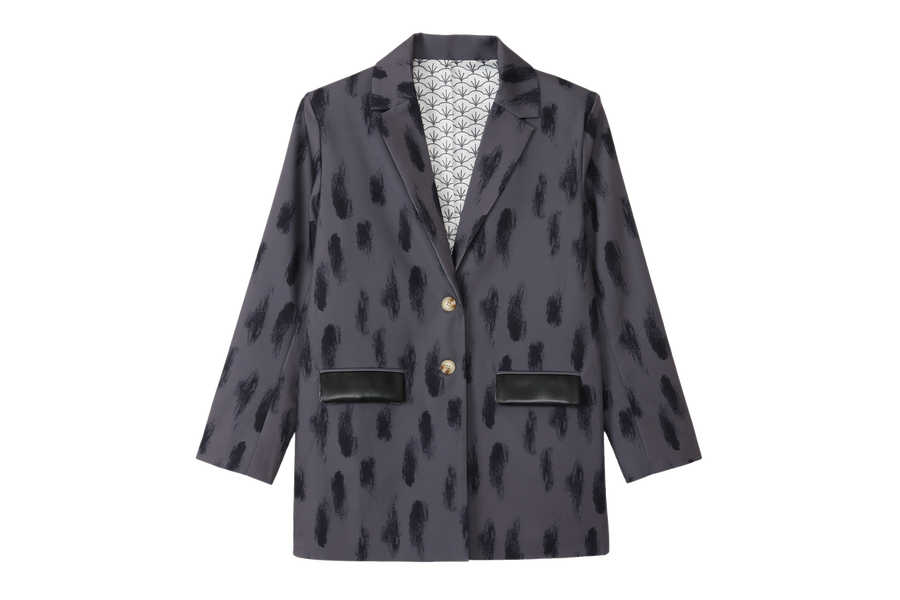 luxe padded blazer jacket / gray