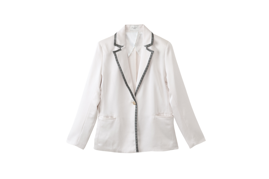 wagara tailored satin suit jacket / white flower(ivory)